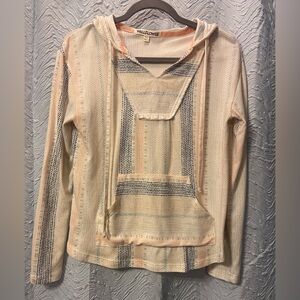 Wallflower Cream Striped Hooded Knit Pullover